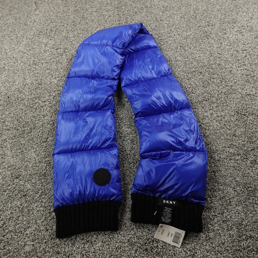 NEW‎ DKNY Scarf Womens One Size Blue Puffer Quilted Insulated Winter Donna Karan